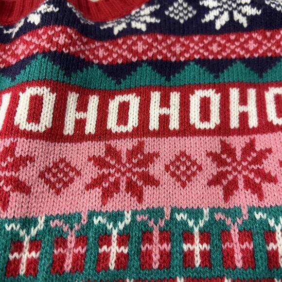 H&M Ugly Christmas Sweater Womens Small Red Pink Fair Isle HoHoHo Cat - Picture 3 of 10